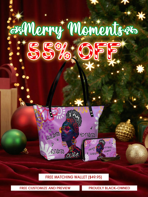 Melaniva I Am Elevated Purple Leather Tote Bag Deal (FREE WALLET)