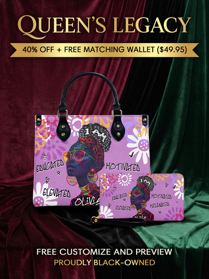 Melaniva I Am Elevated Purple Leather Handbag Deal (FREE WALLET) - Melaniva