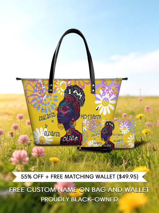 Melaniva I Am Elevated Leather Tote Bag Deal (FREE WALLET) - Melaniva