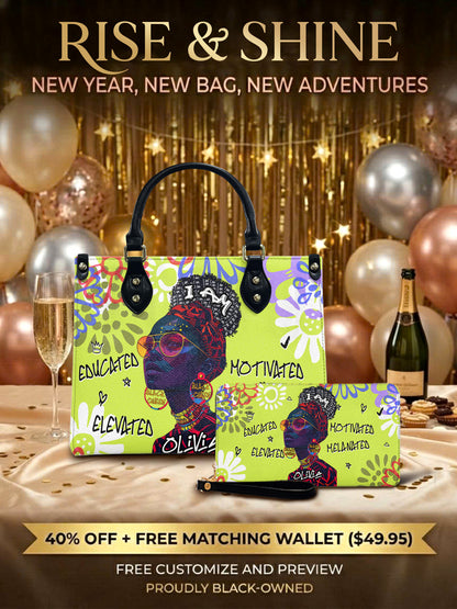 Melaniva I Am Elevated - Lemon Lime Leather Handbag Deal (FREE WALLET)