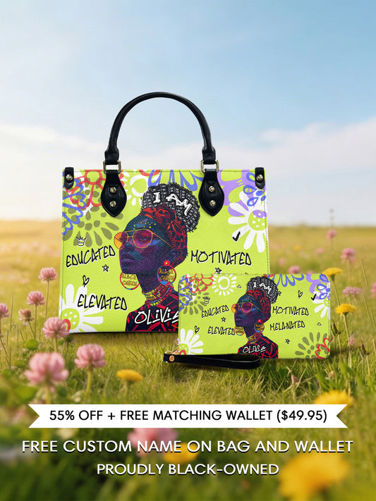 Melaniva I Am Elevated - Lemon Lime Leather Handbag Deal (FREE WALLET) - Melaniva