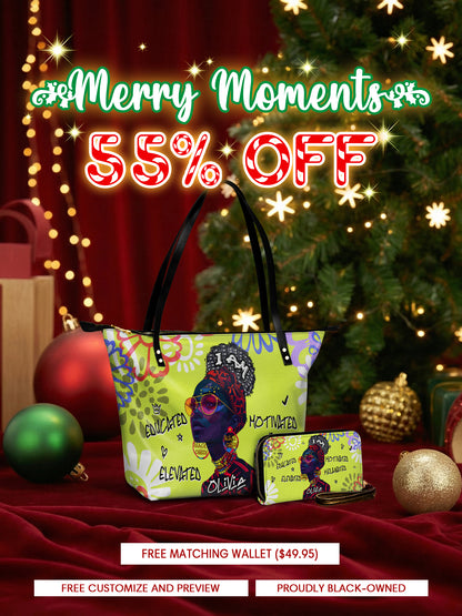 Melaniva I Am Elevated - Lemon Lime Leather Tote Bag Deal (FREE WALLET)