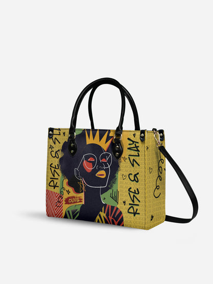 Melaniva Crowned Muse Satchel Yellow Leather HandBag Deal (FREE WALLET)