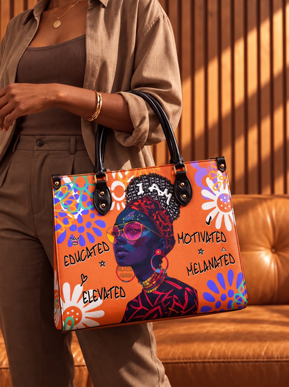 Melaniva I Am Elevated Orange Leather Handbag Deal (FREE WALLET)