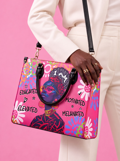 Melaniva I Am Elevated Pink Leather Handbag Deal (FREE WALLET)