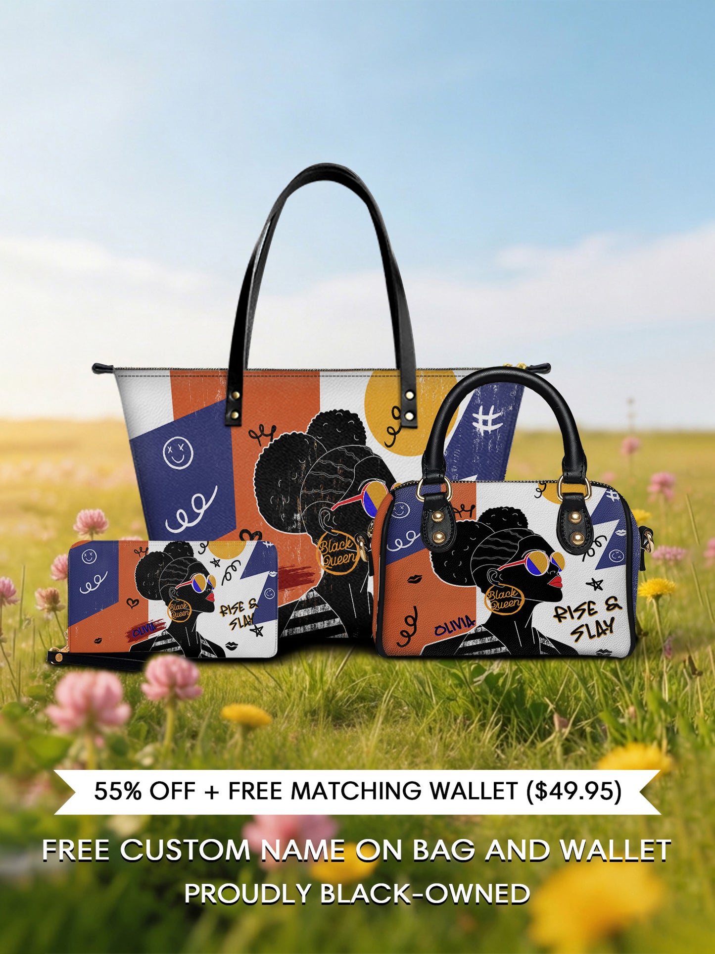 Melaniva "Rise & Slay" Tote Bag The Perfect Trio - Melaniva