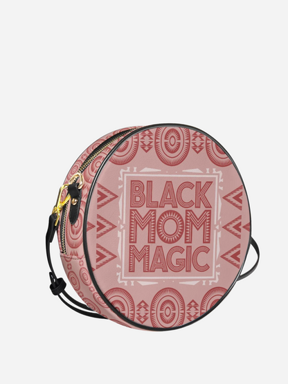 Melaniva Dope Mom Pink Leather Circle Crossbody Bag