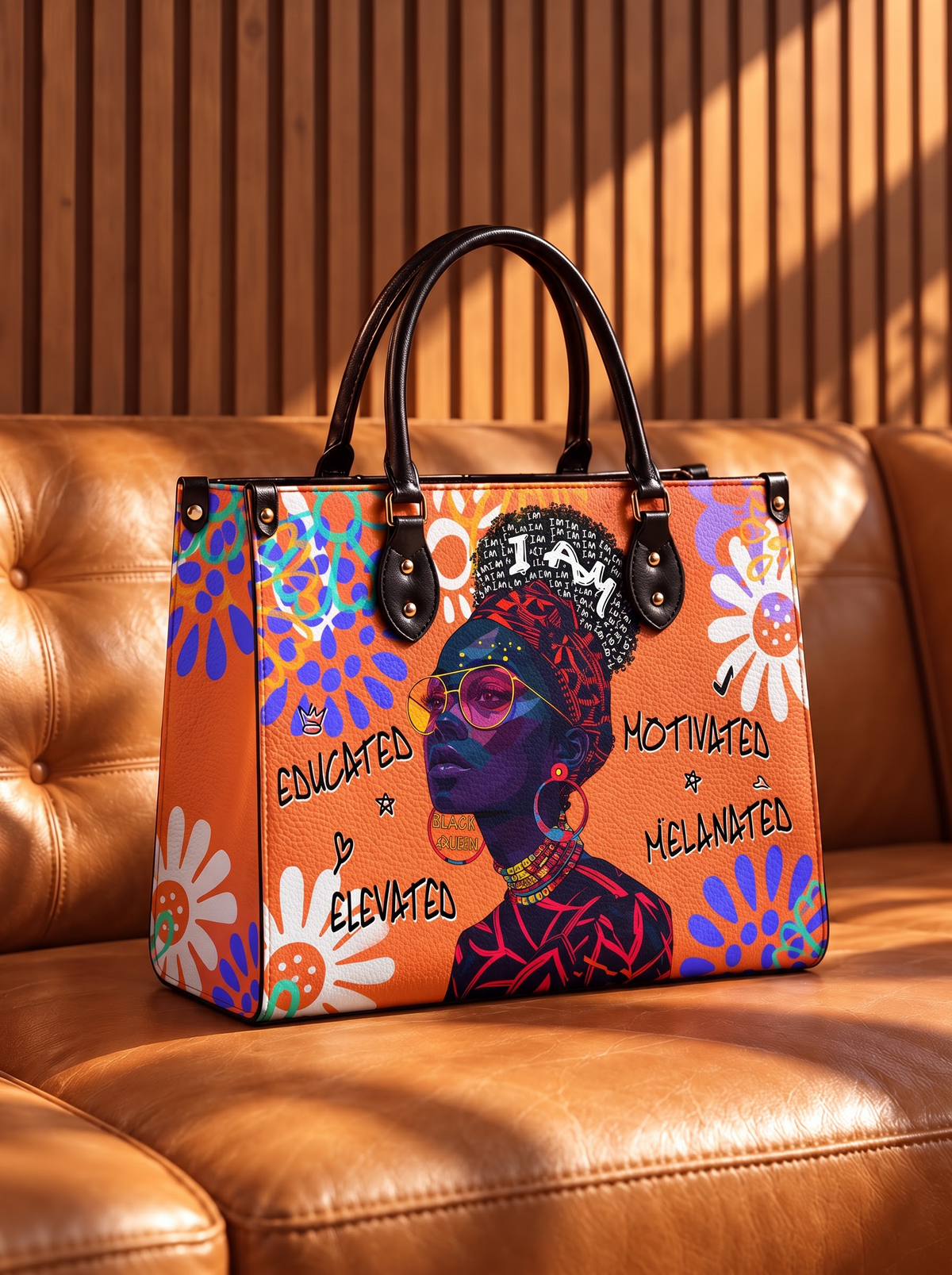 Melaniva I Am Elevated Orange Leather Handbag Deal (FREE WALLET)