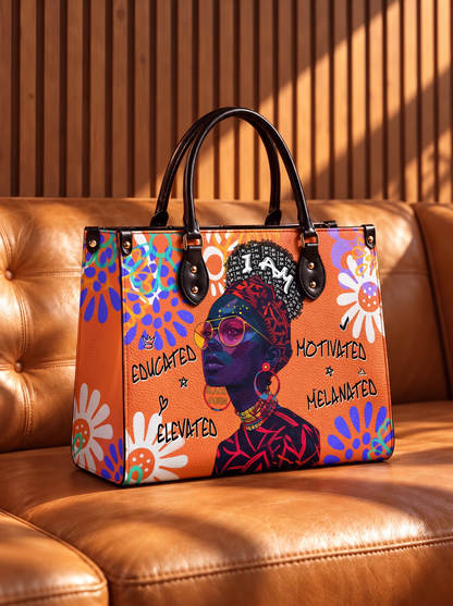 Melaniva I Am Elevated Orange Leather Handbag Deal (FREE WALLET)