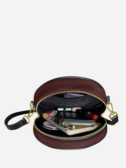Melaniva Mother’s Blueprint Leather Circle Crossbody Bag