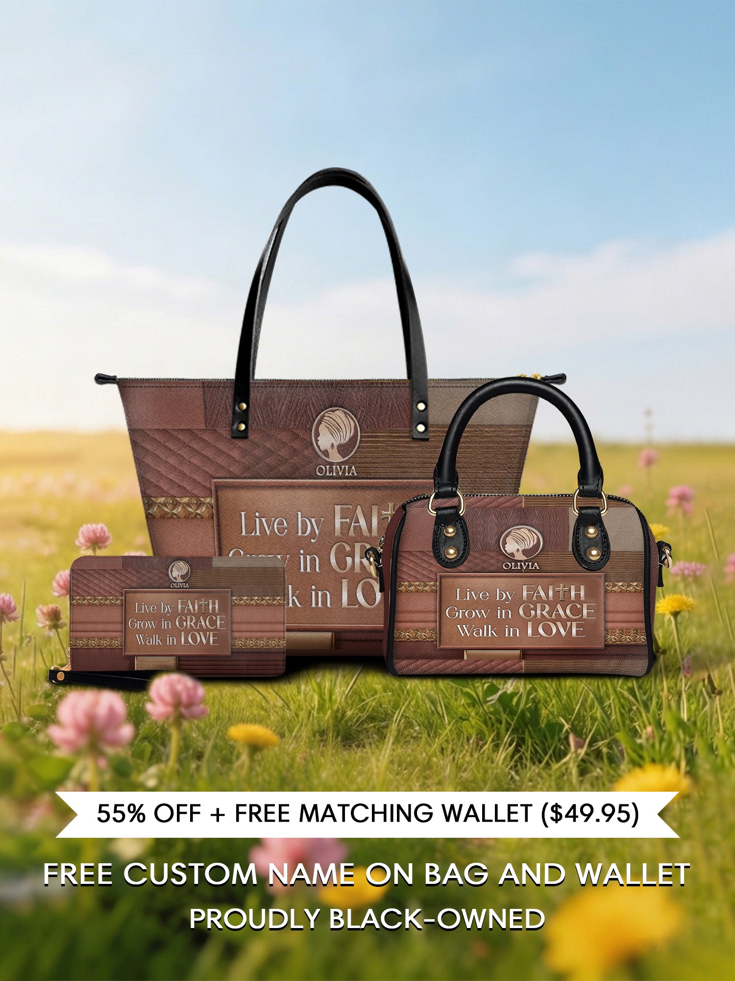 Melaniva "Faith & Grace" Tote Bag The Perfect Trio - Melaniva