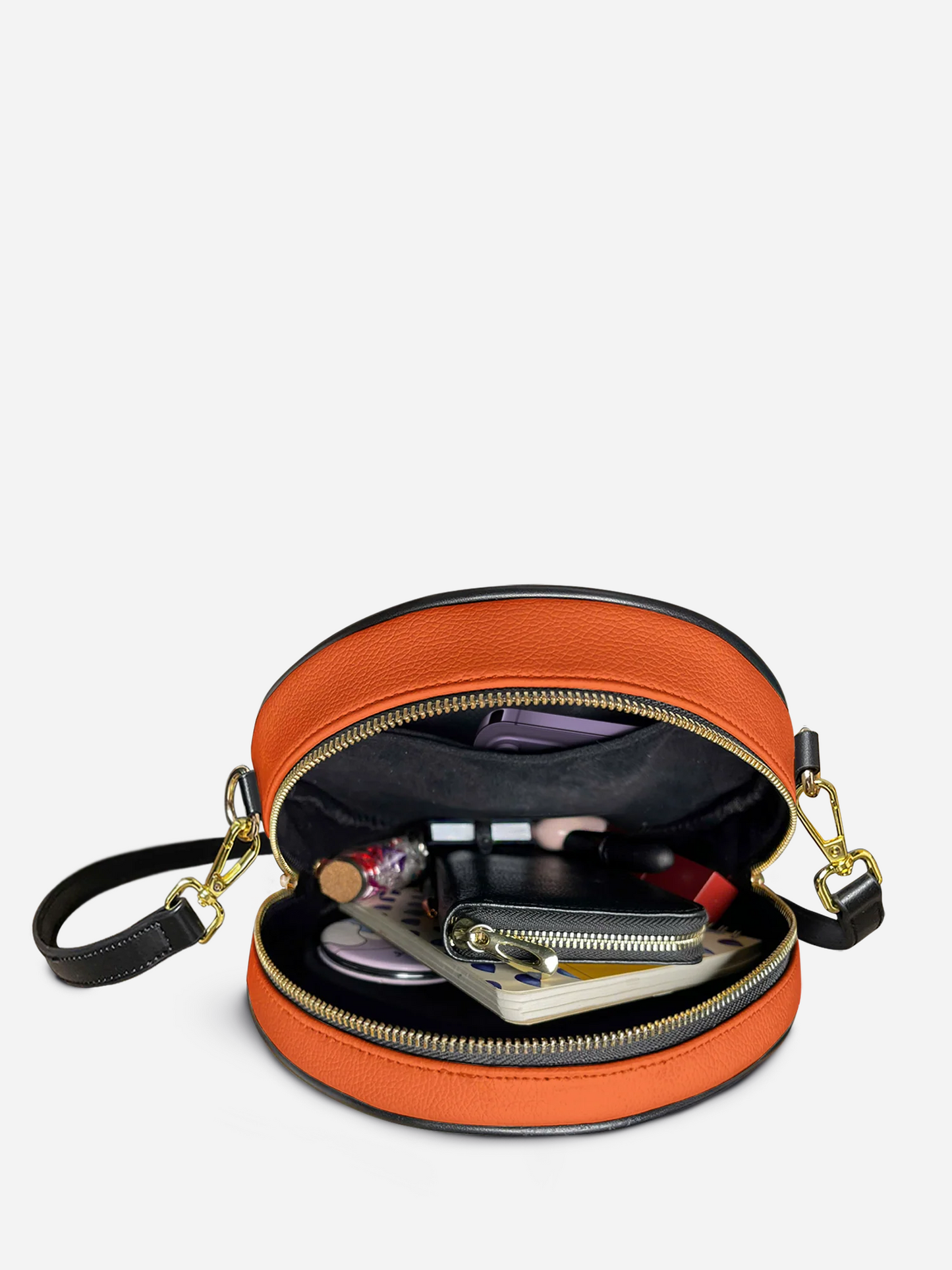 Melaniva Crowned Muse Satchel Red Leather Circle Crossbody Bag