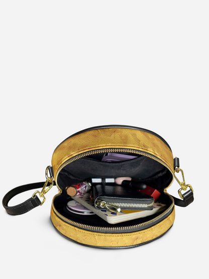 Melaniva Choice of Strength Leather Circle Crossbody Bag