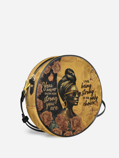 Melaniva Choice of Strength Leather Circle Crossbody Bag