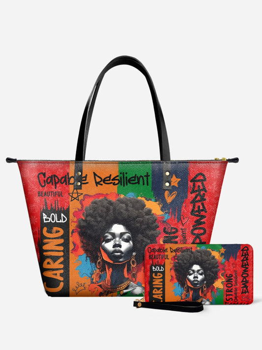 Melaniva Shea Butter and Gold Leather Tote Bag Deal - Melaniva