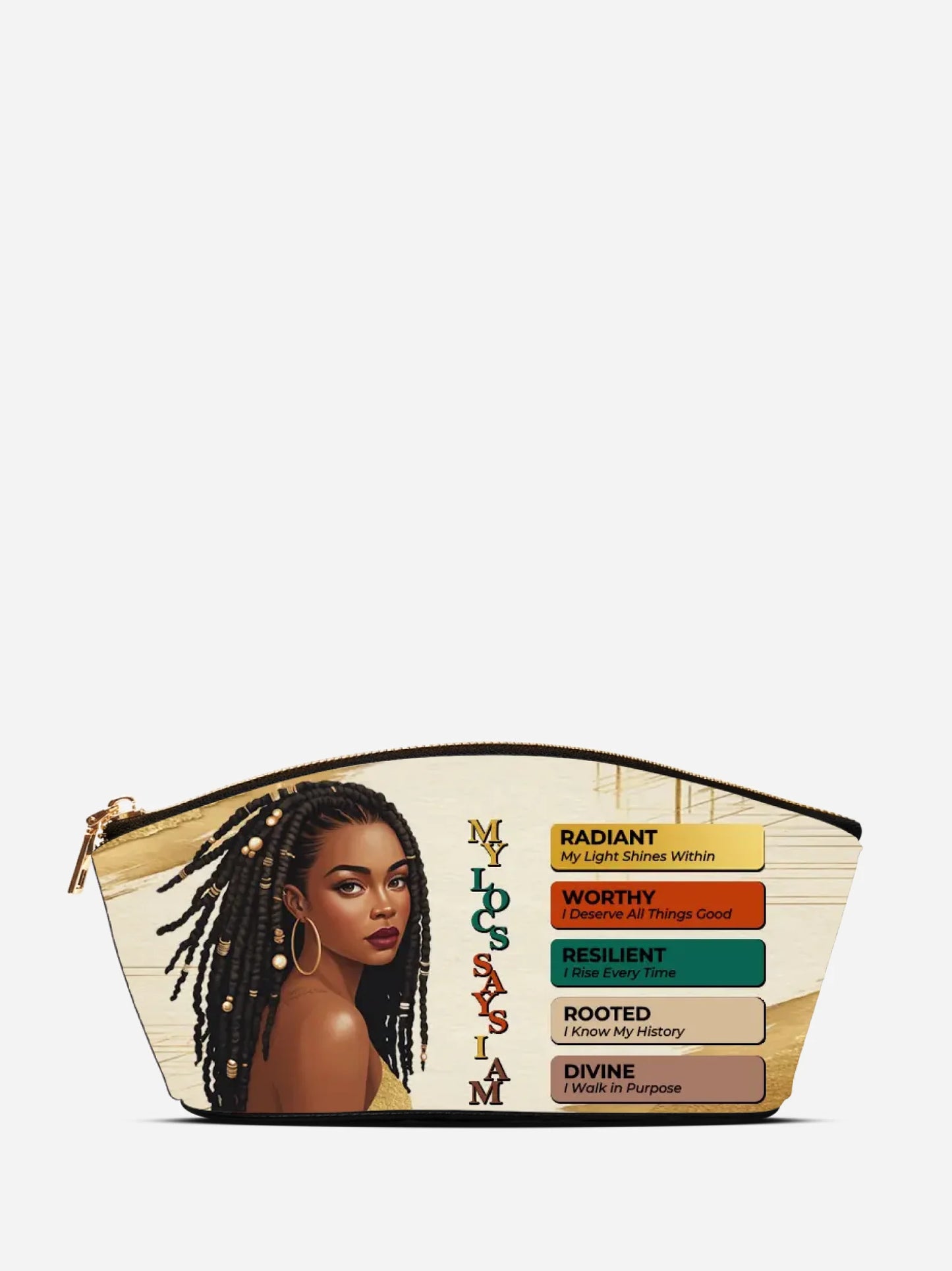 Melaniva “The Power of I Am” Leather Eclipse Makeup Bag - Melaniva