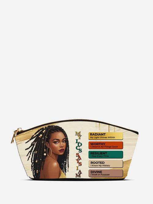 Melaniva “The Power of I Am” Leather Eclipse Makeup Bag - Melaniva