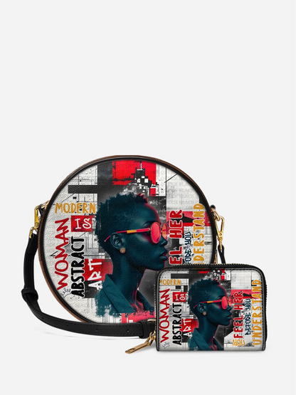 Melaniva Graffiti Art Purse Leather Circle Crossbag Deal - Melaniva