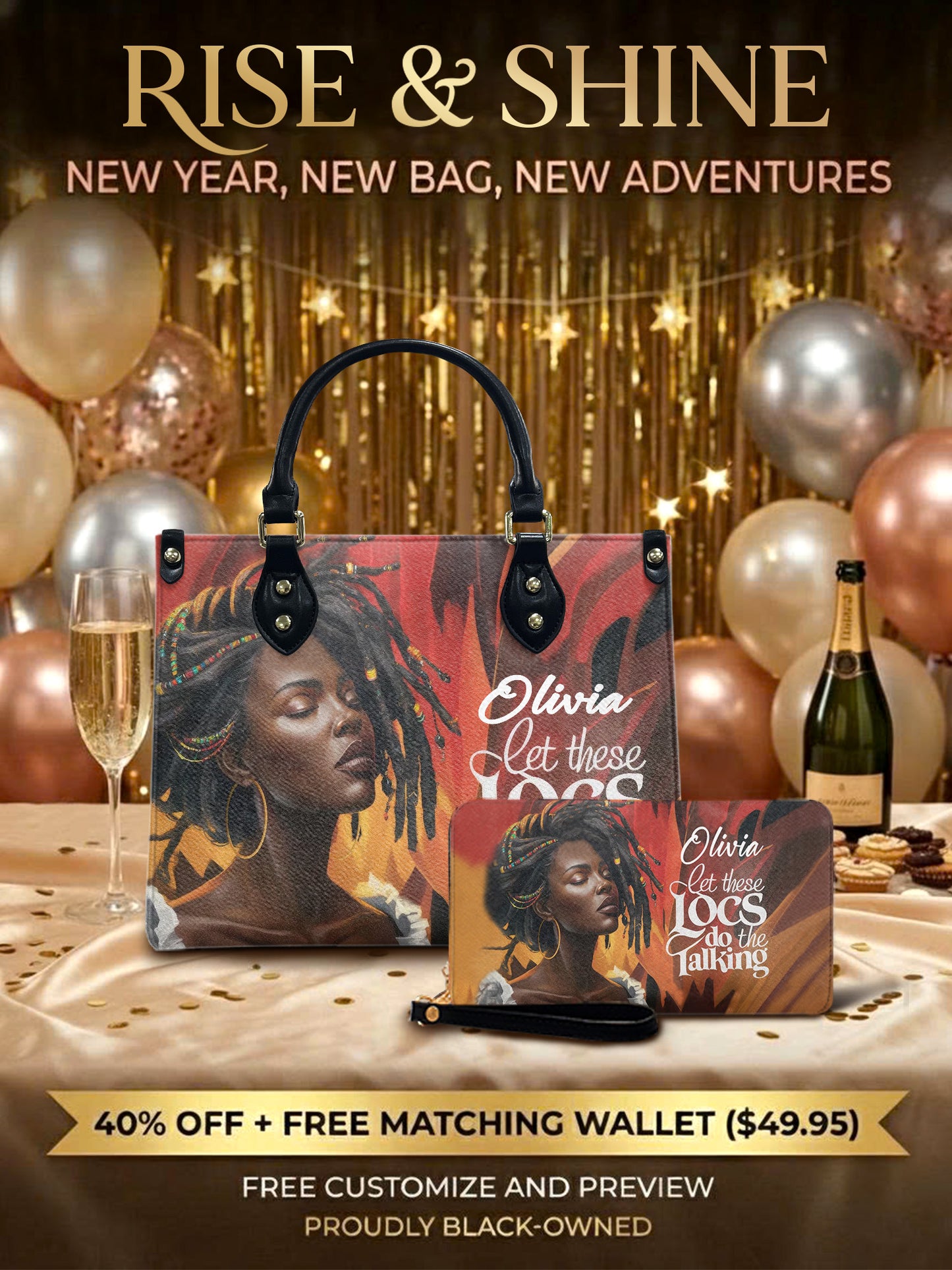 Melaniva Locs Speak Leather Handbag Deal (FREE WALLET)