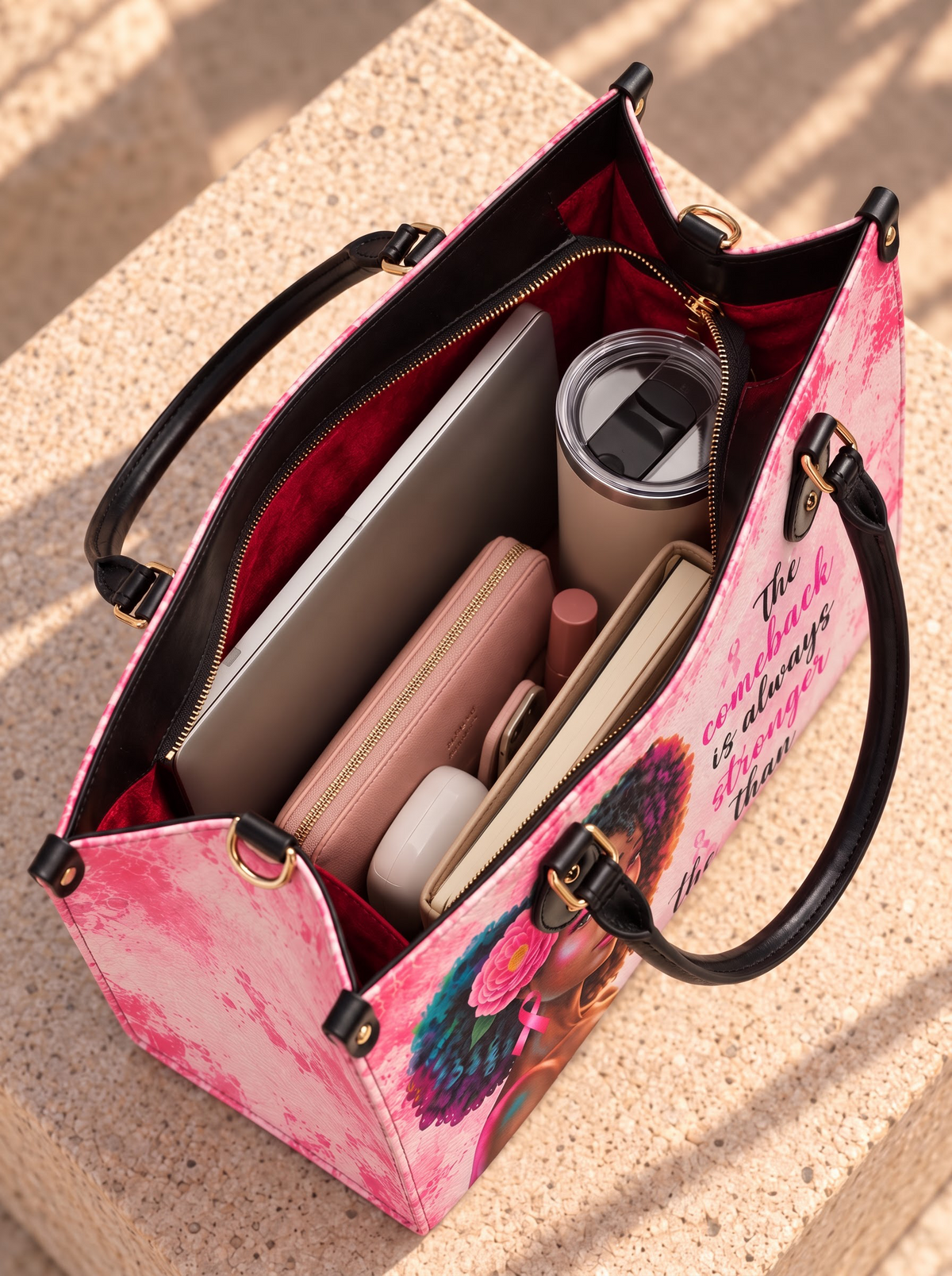 Melaniva Stronger in Pink Leather Handbag Deal (FREE WALLET)