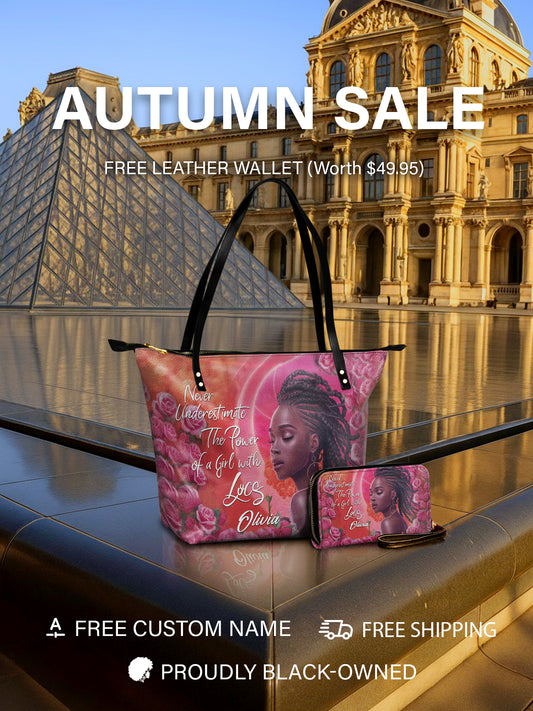 Melaniva Locs of Power Leather Tote Bag Deal (FREE WALLET)