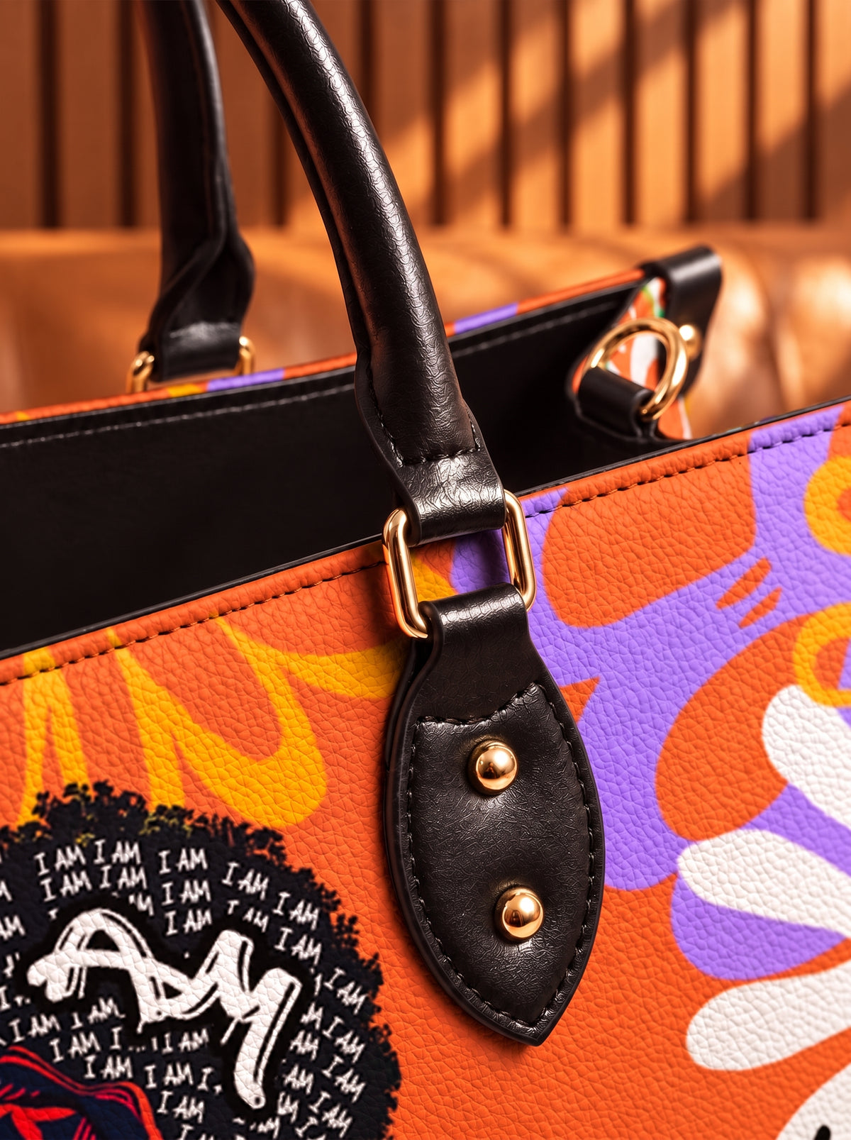 Melaniva I Am Elevated Orange Leather Handbag Deal (FREE WALLET)
