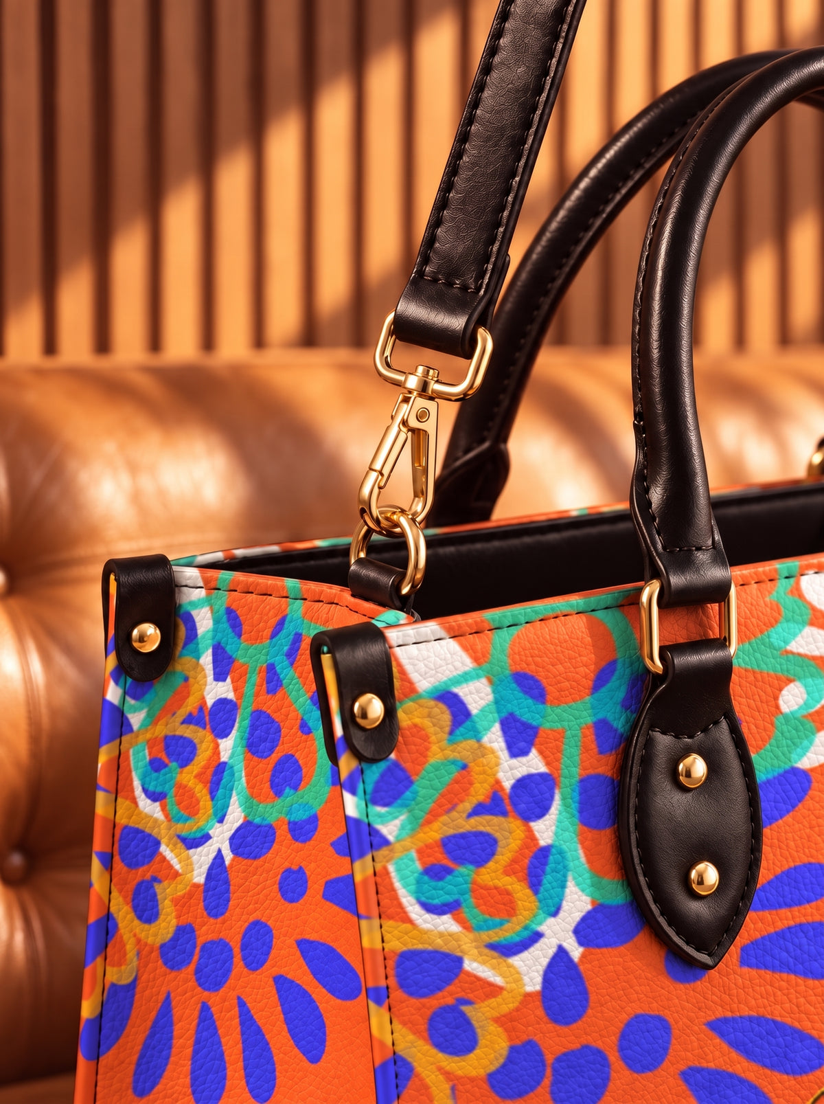 Melaniva I Am Elevated Orange Leather Handbag Deal (FREE WALLET)