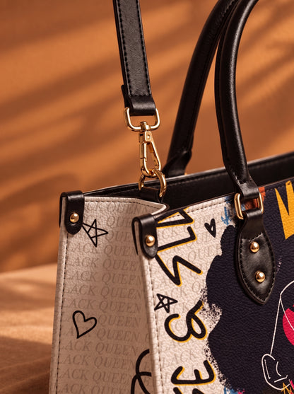 Melaniva Crowned Muse Satchel White Leather HandBag Deal (FREE WALLET)
