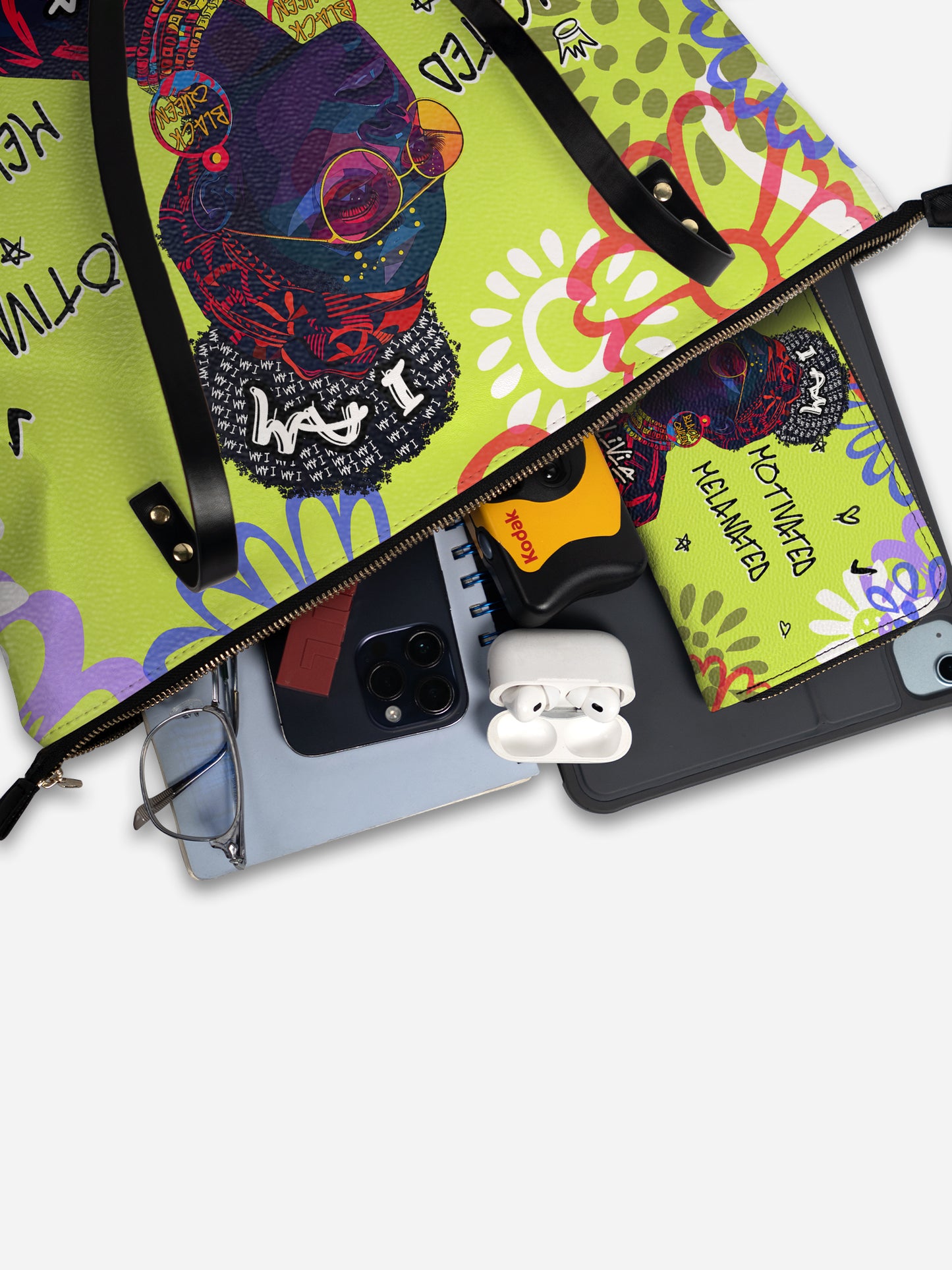 Melaniva I Am Elevated - Lemon Lime Leather Tote Bag Deal (FREE WALLET)