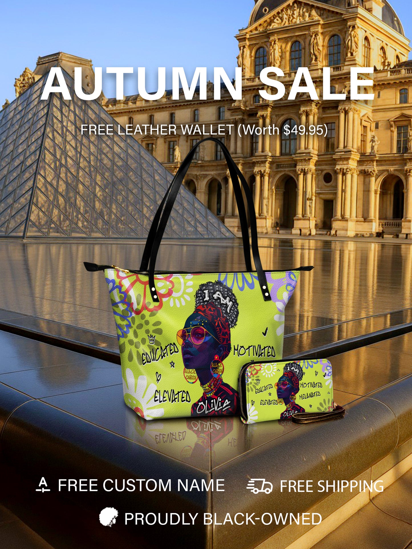 Melaniva I Am Elevated - Lemon Lime Leather Tote Bag Deal (FREE WALLET)