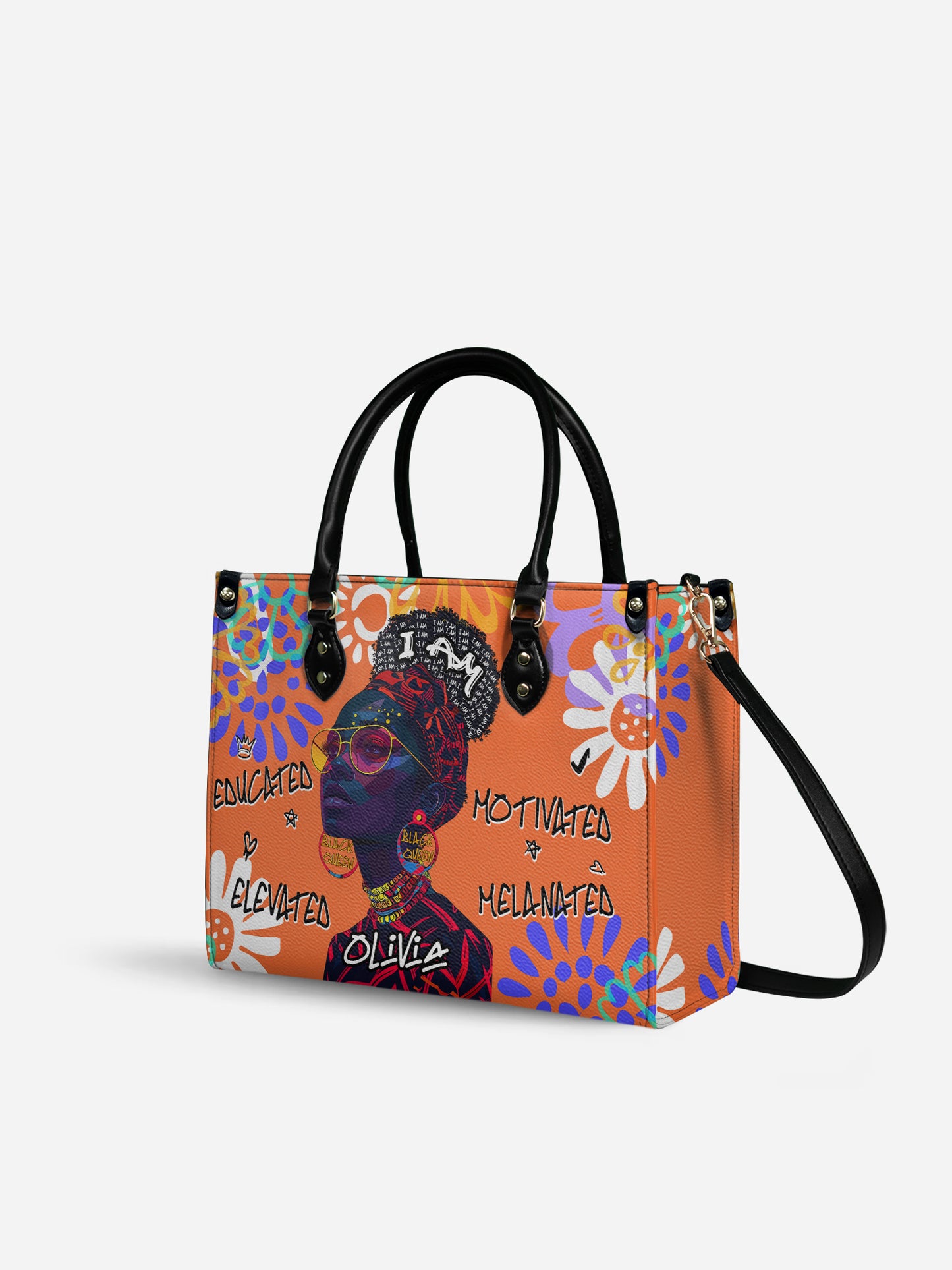 Melaniva I Am Elevated Orange Leather Handbag Deal (FREE WALLET)