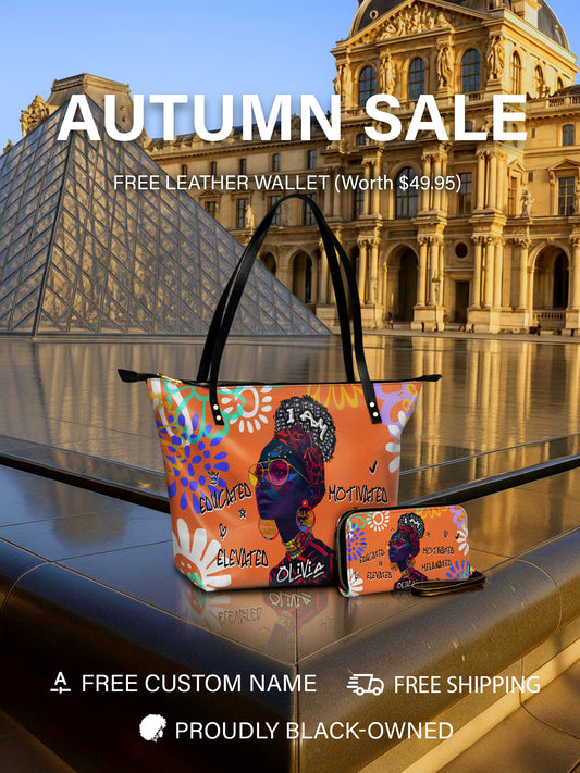 Melaniva I Am Elevated Orange Leather Tote Bag Deal (FREE WALLET)