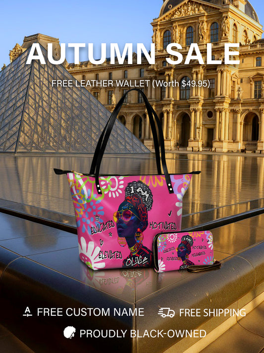 Melaniva I Am Elevated Pink Leather Tote Bag Deal (FREE WALLET)
