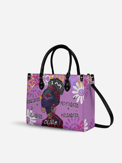 Melaniva I Am Elevated Purple Leather Handbag Deal (FREE WALLET)
