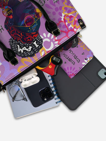 Melaniva I Am Elevated Purple Leather Handbag Deal (FREE WALLET)