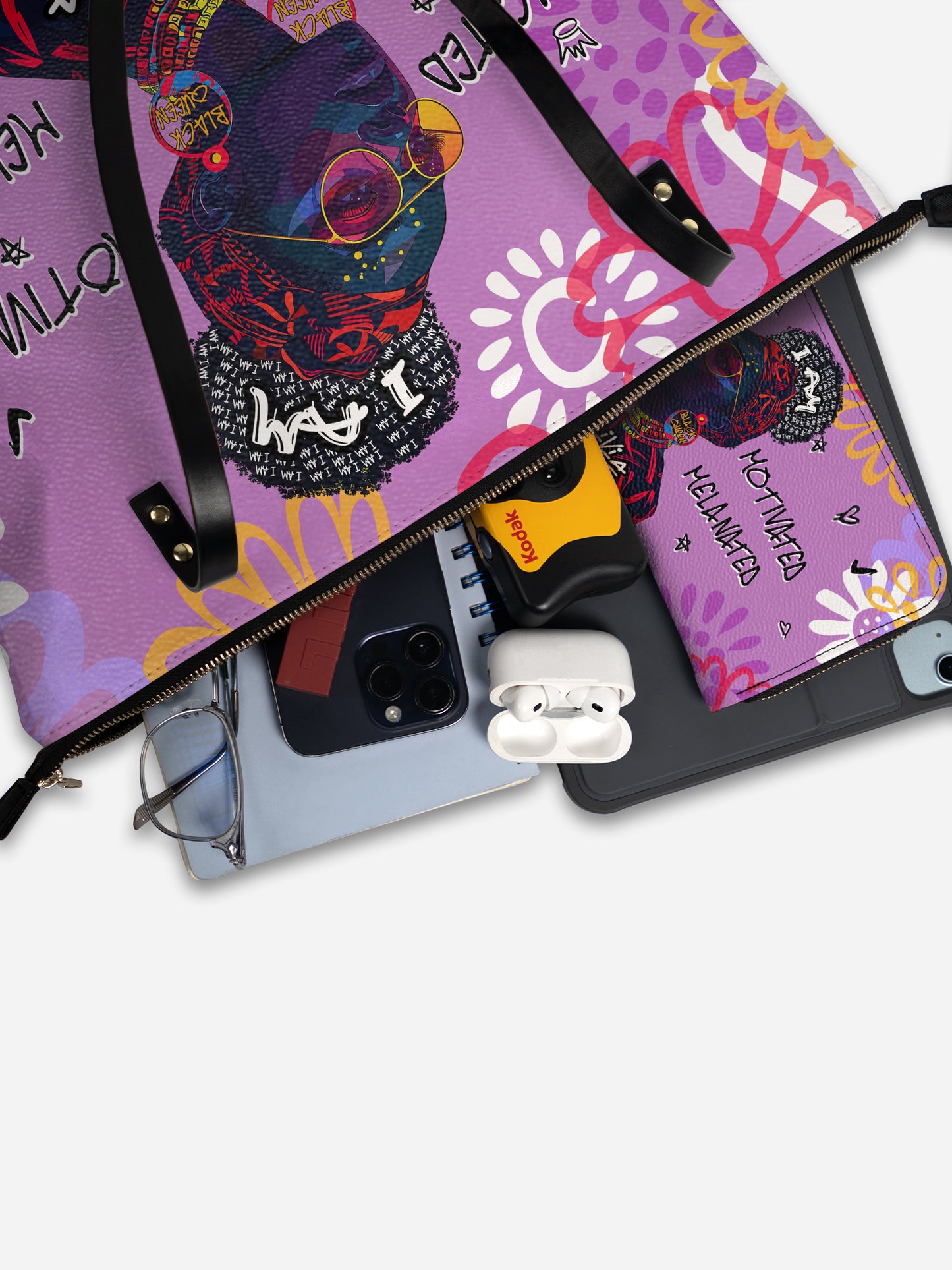 Melaniva I Am Elevated Purple Leather Tote Bag Deal (FREE WALLET)