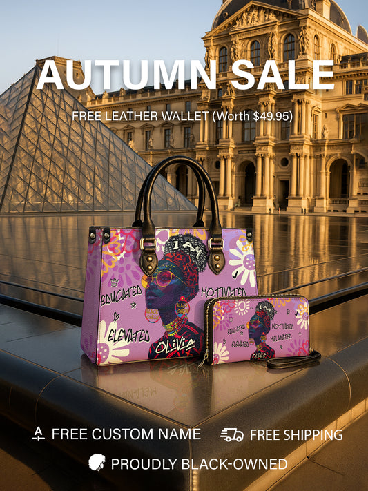 Melaniva I Am Elevated Purple Leather Handbag Deal (FREE WALLET)