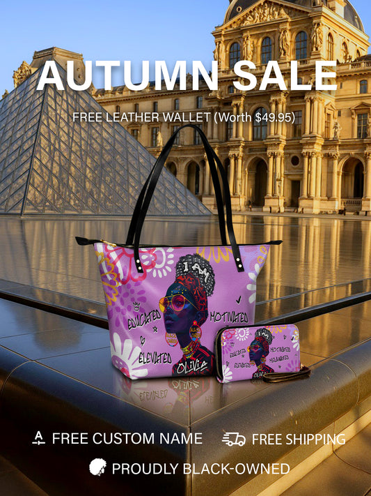 Melaniva I Am Elevated Purple Leather Tote Bag Deal (FREE WALLET)