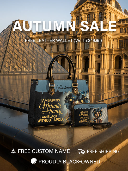 Melaniva Dripping Melanin Power Leather Handbag Deal (FREE WALLET)
