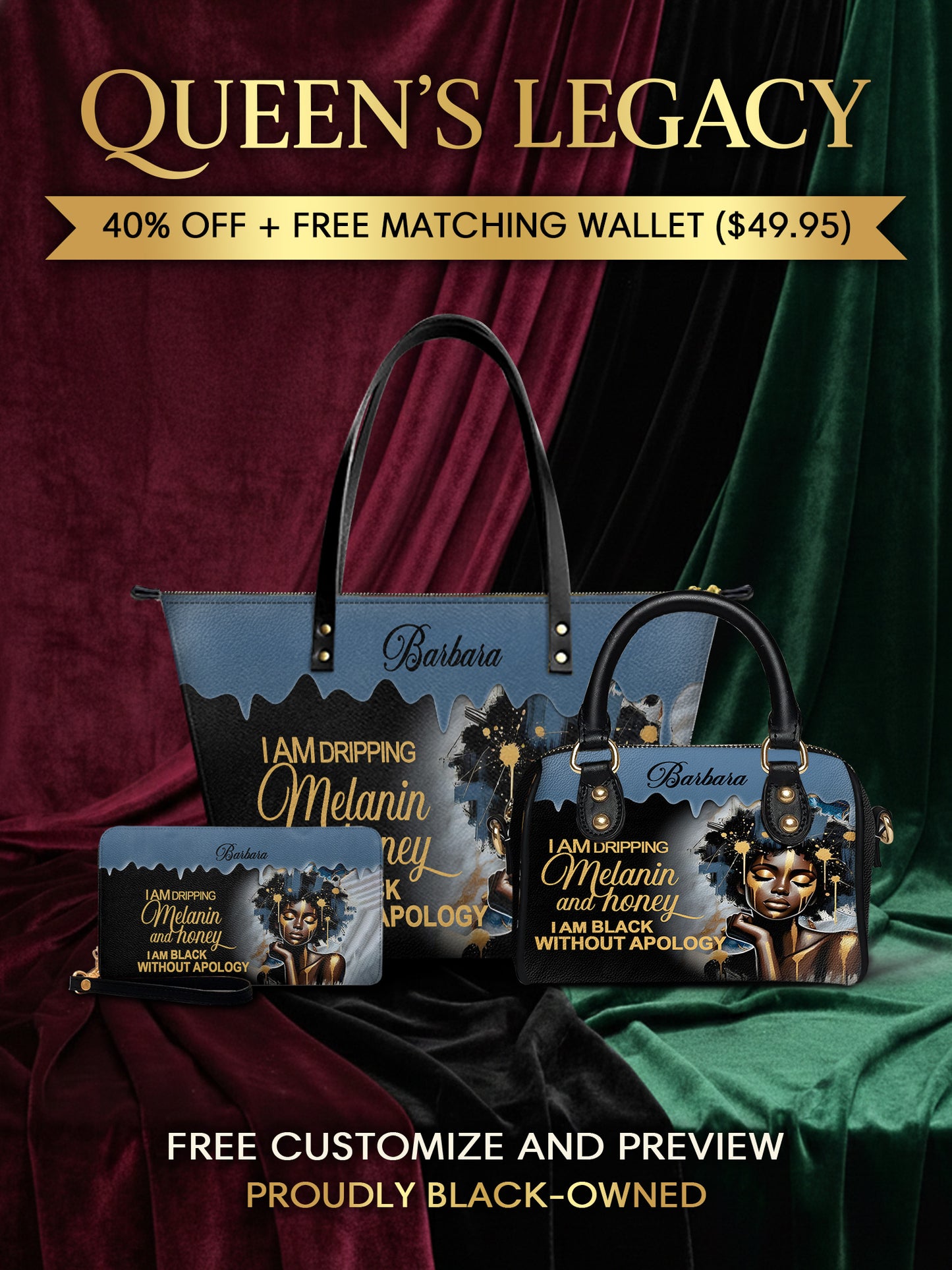 Melaniva "Dripping Melanin" Tote Bag The Perfect Trio - Melaniva