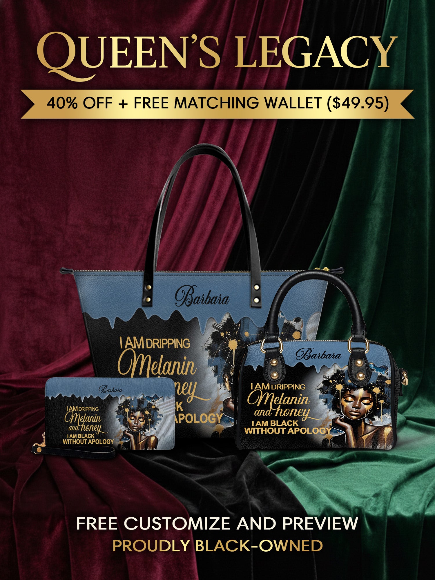 Melaniva "Dripping Melanin" Tote Bag The Perfect Trio - Melaniva