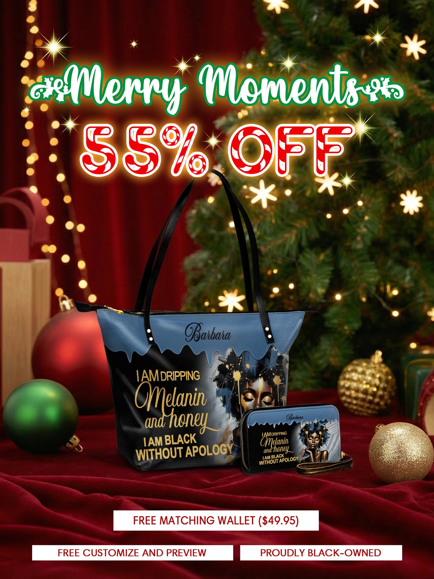 Melaniva Dripping Melanin Power Leather Tote Bag Deal (FREE WALLET)