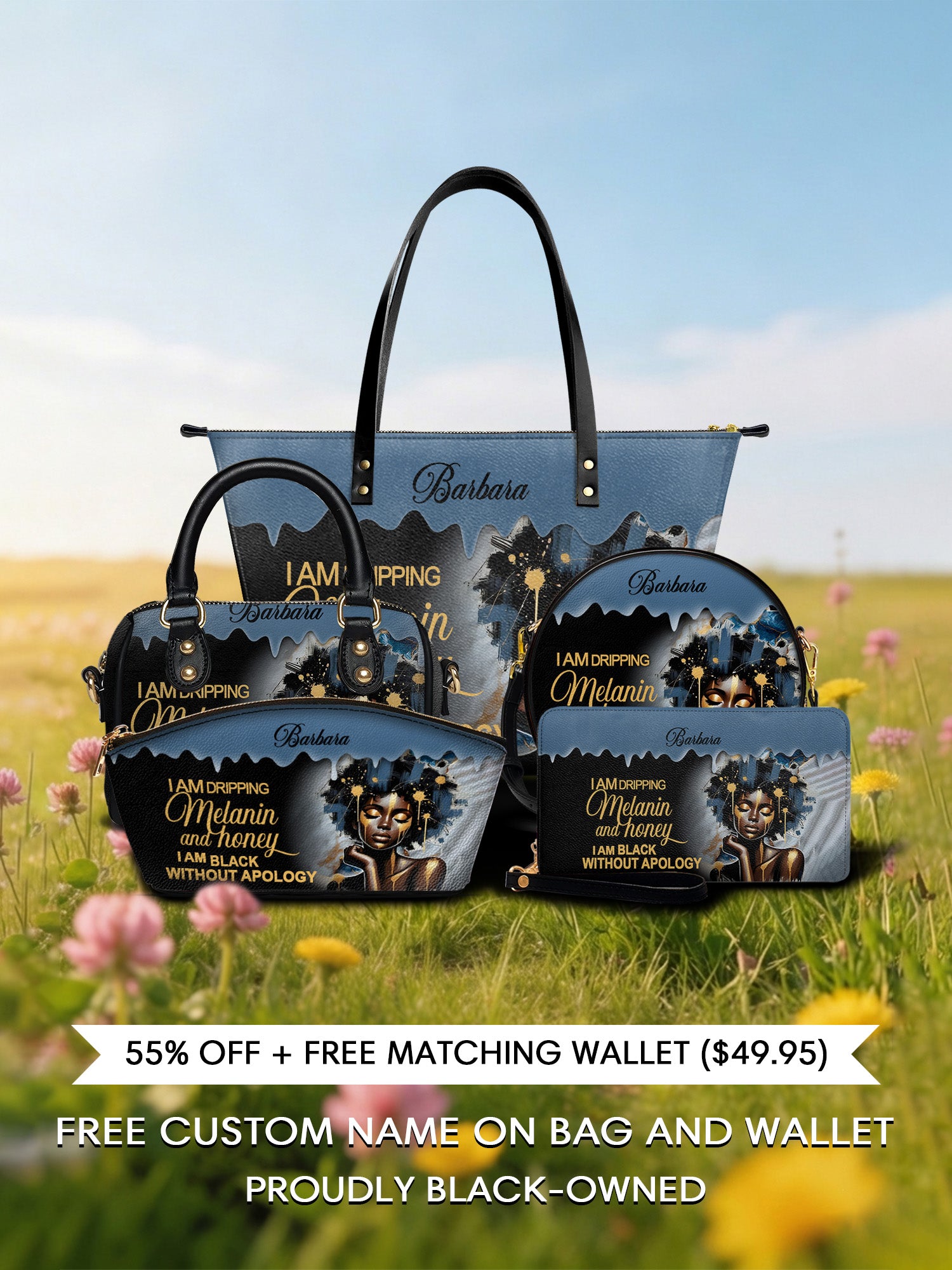 Melaniva "Dripping Melanin" Tote Bag The Lucky Bundle - Melaniva