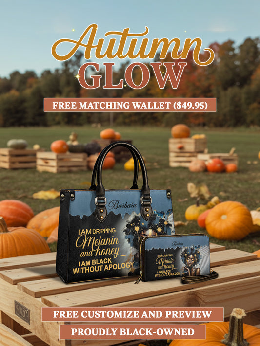 Melaniva Dripping Melanin Power Leather Handbag Deal (FREE WALLET)
