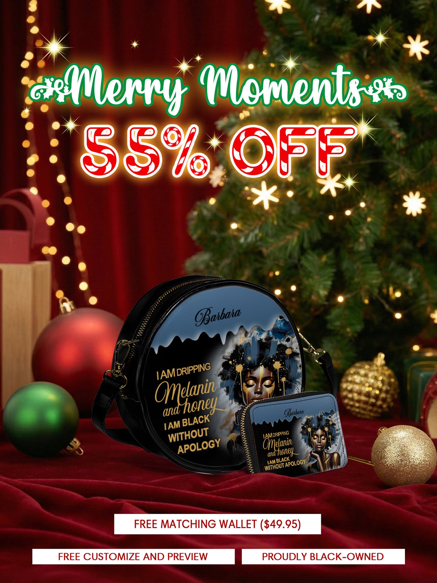 Melaniva Dripping Melanin Leather Circle Crossbag Deal