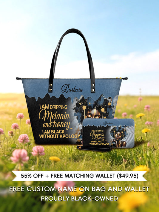 Melaniva Dripping Melanin Power Leather Tote Bag Deal (FREE WALLET) - Melaniva