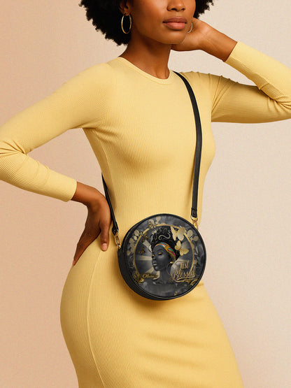Melaniva Radiant Blessing Leather Circle Crossbody Bag