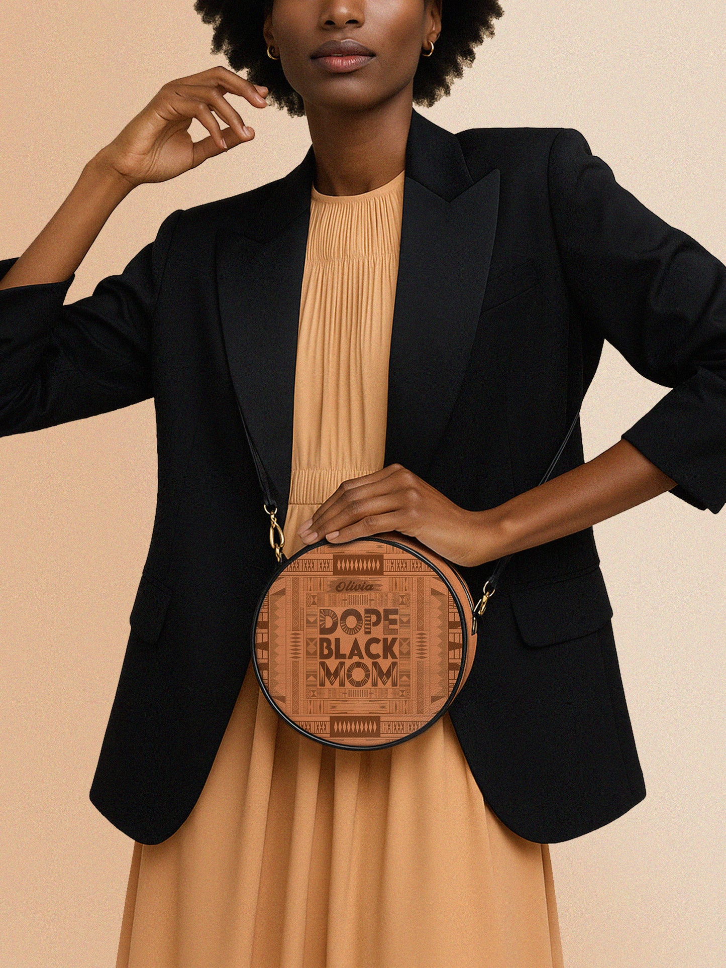 Melaniva Dope Mom Leather Circle Crossbody Bag