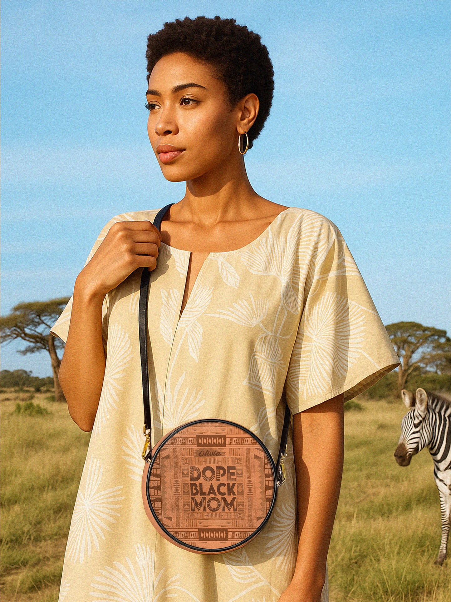 Melaniva Dope Mom Leather Circle Crossbody Bag
