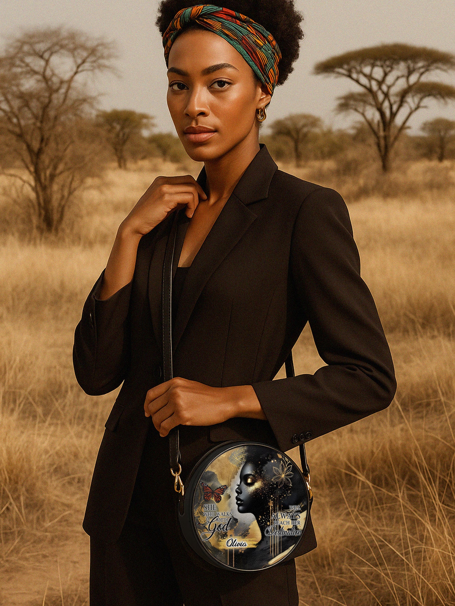 Melaniva Divine Destiny Leather Circle Crossbody Bag